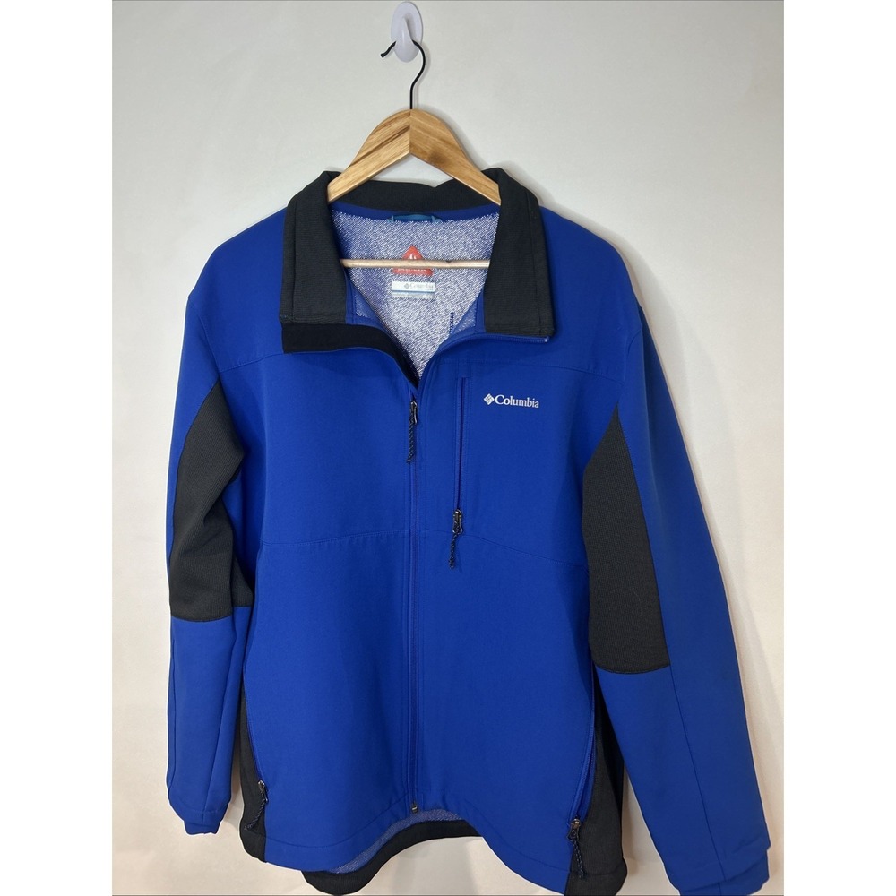 Columbia Omni-Wind Block Omni-Heat Jacket Men's XL Blue Full Zip Softshell‎